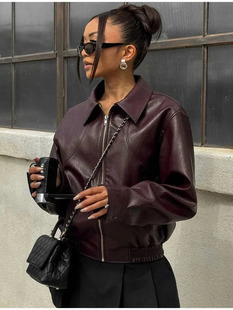 Lunaria Women Jacket wine red / S June Suede Bomber Jacket For Women
