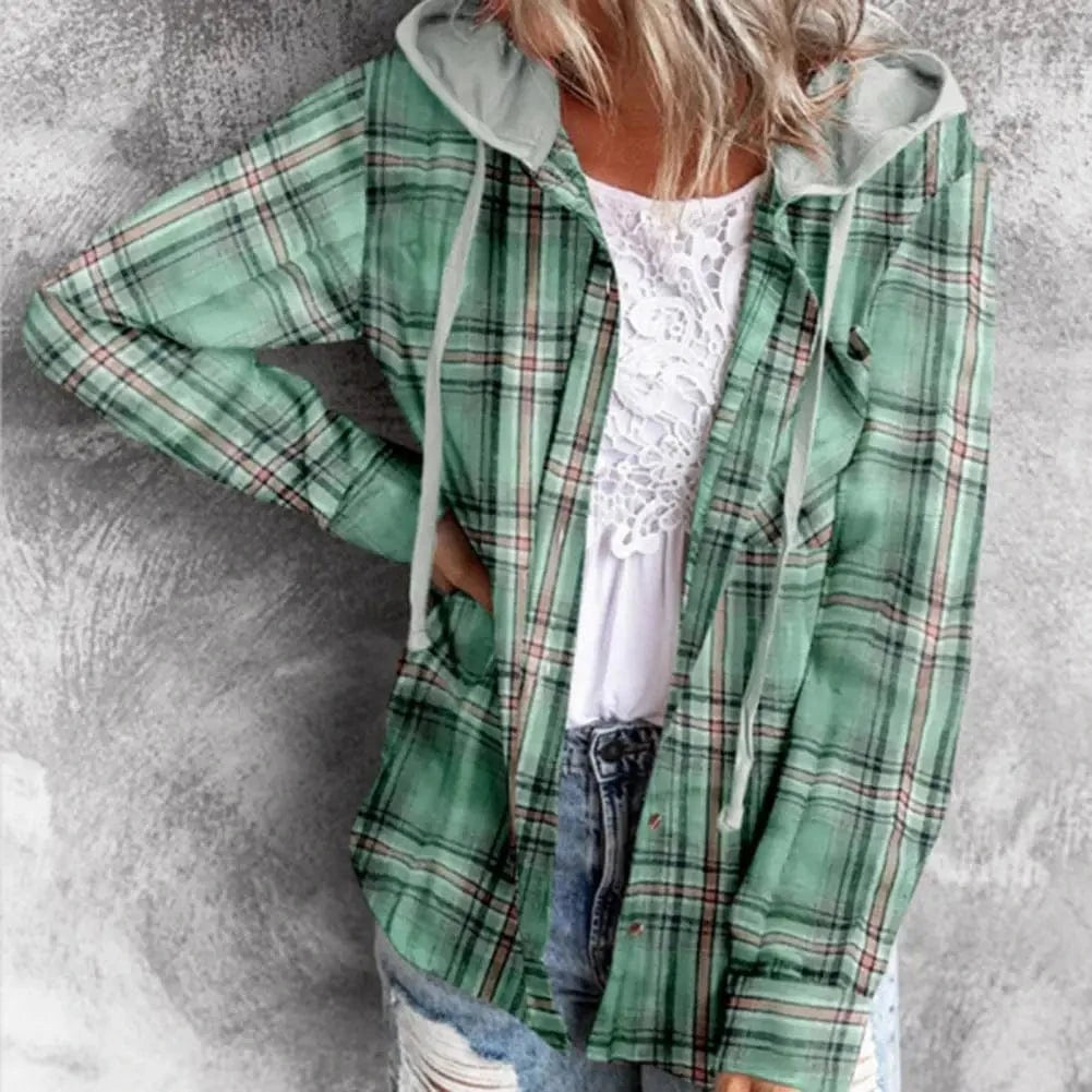 Lunaria Women Shirt Bernadette Lightweight Plaid Hooded Jacket