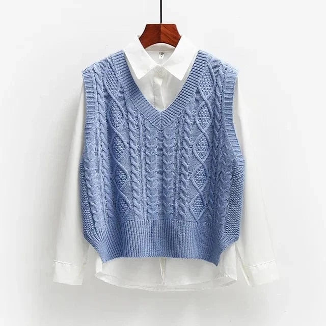 Lunaria Women Sweater Blue / S Anne Cable Knit Sweater Vest