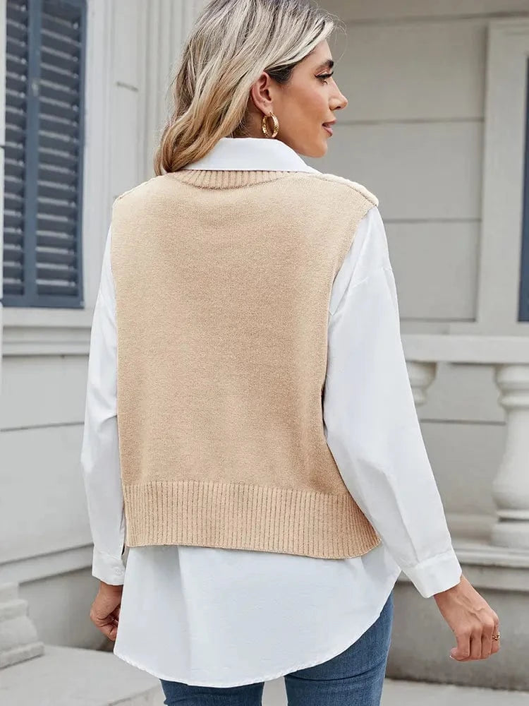 Lunaria Women Sweater Lisa V-Neck Knit Sweater Vest