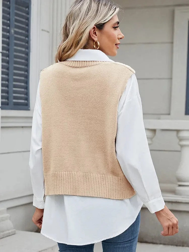 Lunaria Women Sweater Lisa V-Neck Knit Sweater Vest