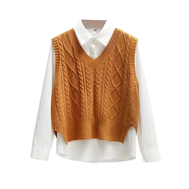 Lunaria Women Sweater Rust / S Anne Cable Knit Sweater Vest