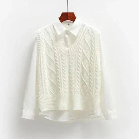Lunaria Women Sweater White / S Anne Cable Knit Sweater Vest
