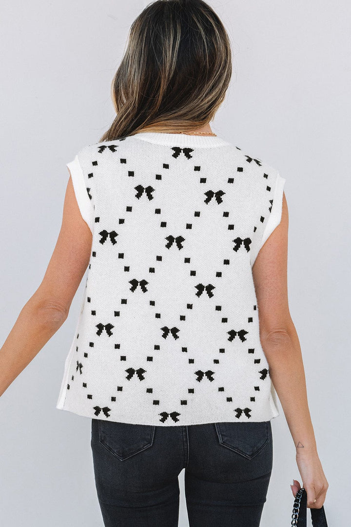 Lunaria Women Vest Barbara Bow Pattern Sweater Vest For Women