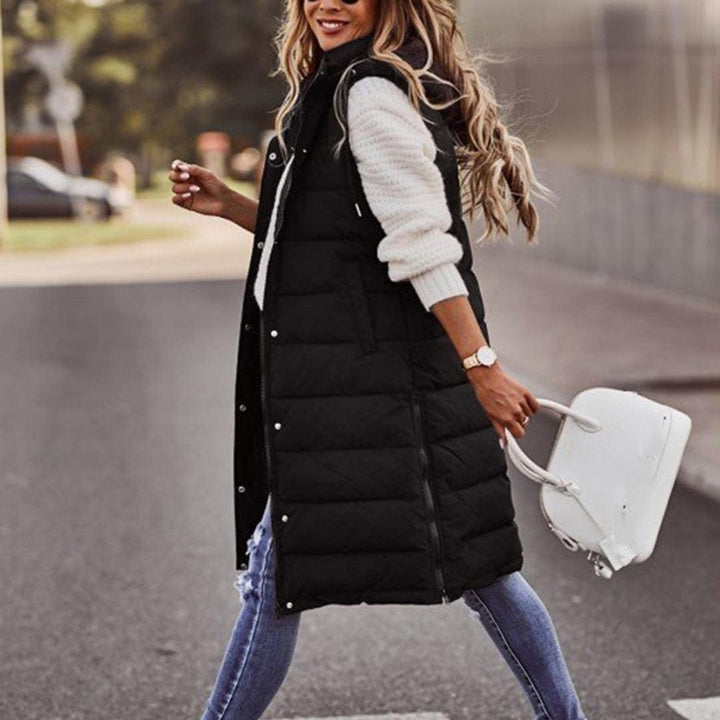 Lunaria Women Vest Black / S Julie Women Long Puffer Vest With Hood