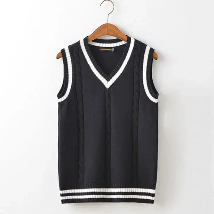 Lunaria Women Vest Black / XS Antonella Cable Knit Sleeveless Vest