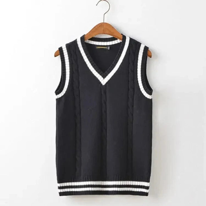 Lunaria Women Vest Black / XS Antonella Cable Knit Sleeveless Vest