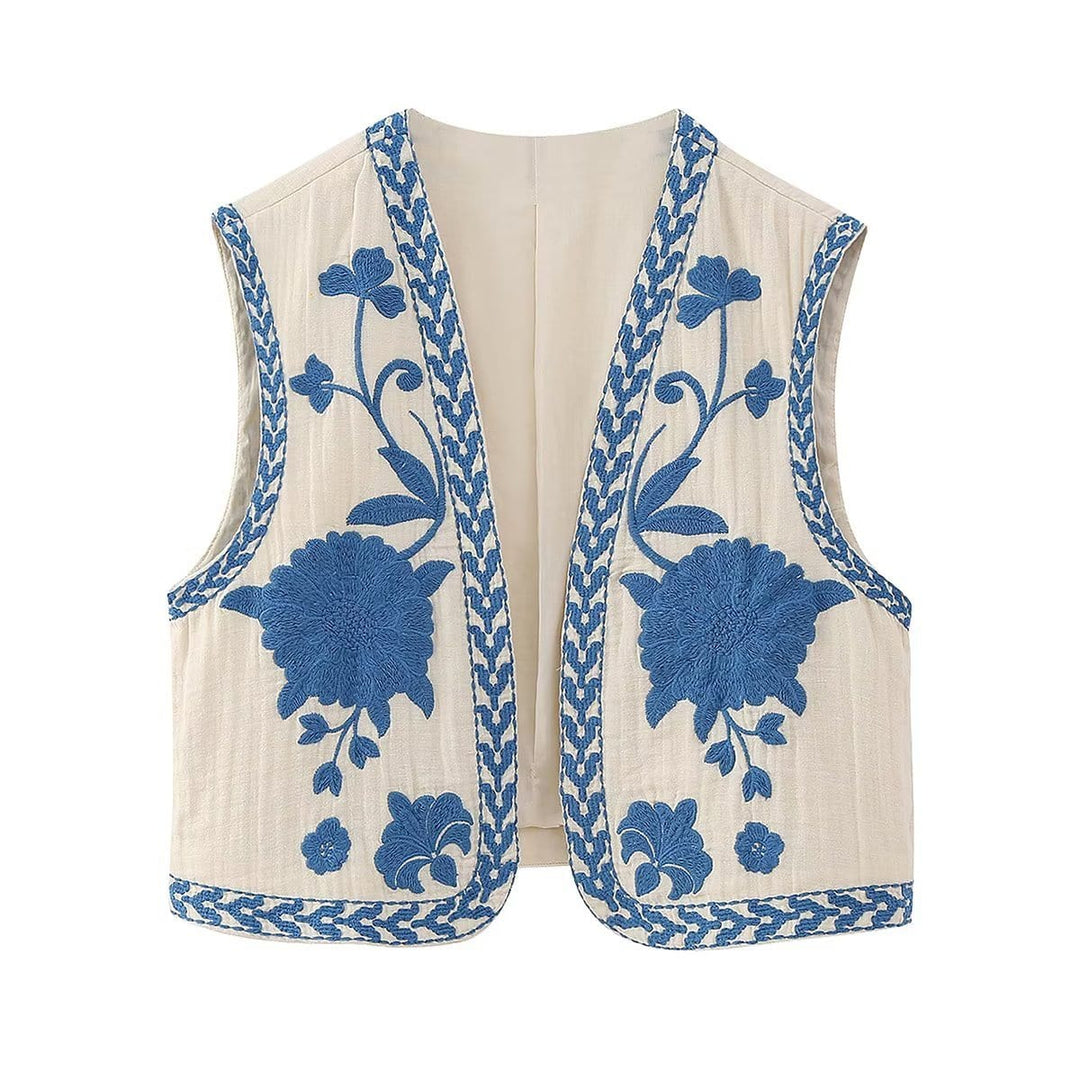 Lunaria Women Vest Blue / XS Carolina Floral Embroidered Vest