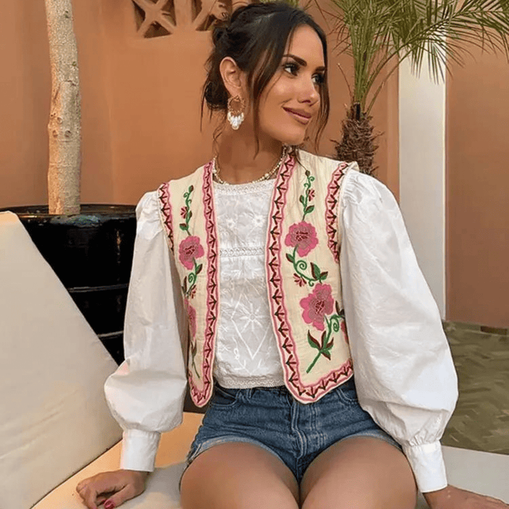 Lunaria Women Vest Carolina Floral Embroidered Vest
