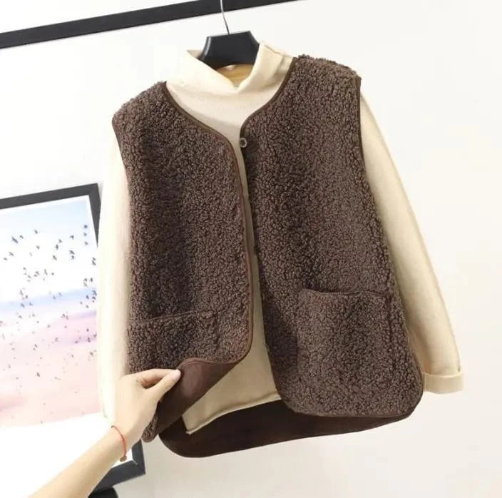 Lunaria Women Vest Dark Khaki / S Kimberly Reversible Fleece Vest