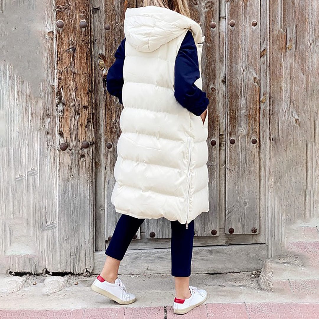 Lunaria Women Vest Julie Women Long Puffer Vest With Hood