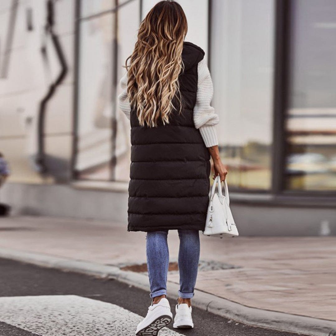 Lunaria Women Vest Julie Women Long Puffer Vest With Hood