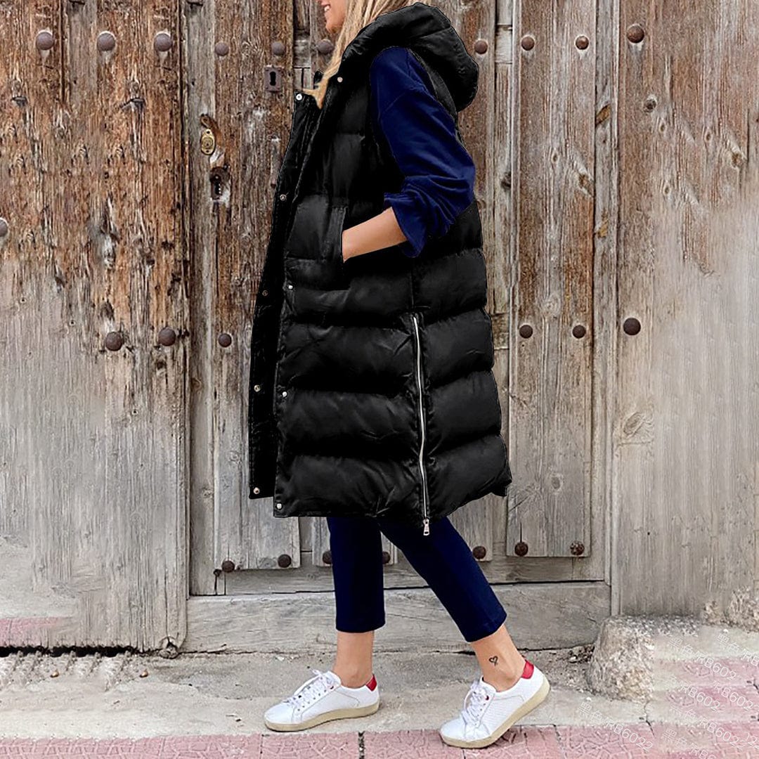 Lunaria Women Vest Julie Women Long Puffer Vest With Hood