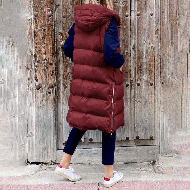 Lunaria Women Vest Julie Women Long Puffer Vest With Hood
