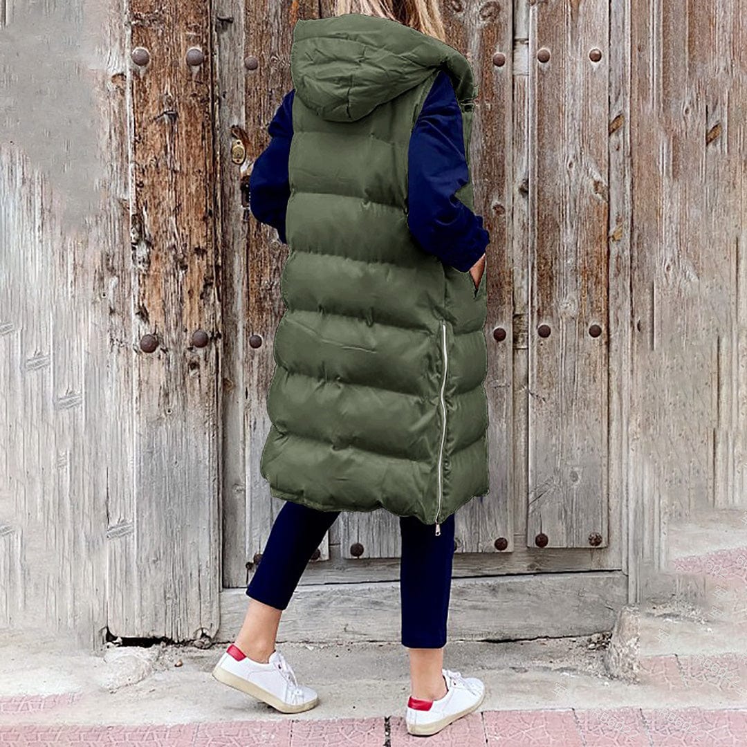 Lunaria Women Vest Julie Women Long Puffer Vest With Hood