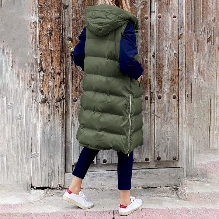 Lunaria Women Vest Julie Women Long Puffer Vest With Hood