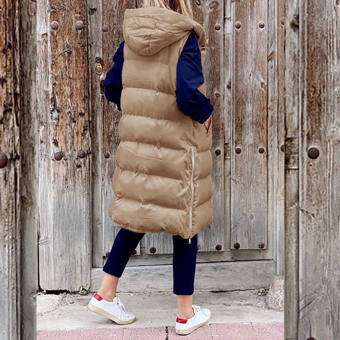 Lunaria Women Vest Julie Women Long Puffer Vest With Hood