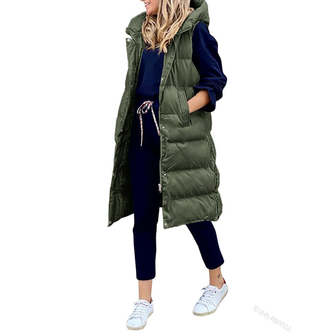 Lunaria Women Vest Julie Women Long Puffer Vest With Hood