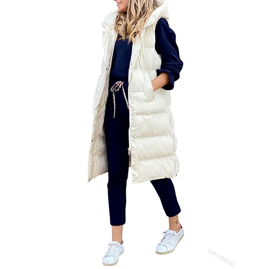 Lunaria Women Vest Julie Women Long Puffer Vest With Hood