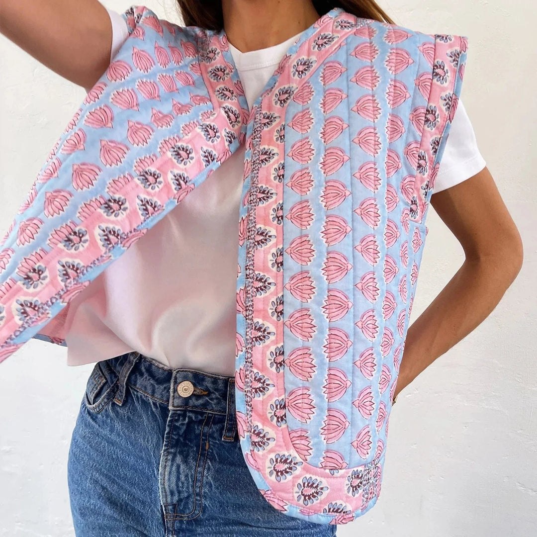 Lunaria Women Vest Kendra Patterned Sleeveless Quilted Vest
