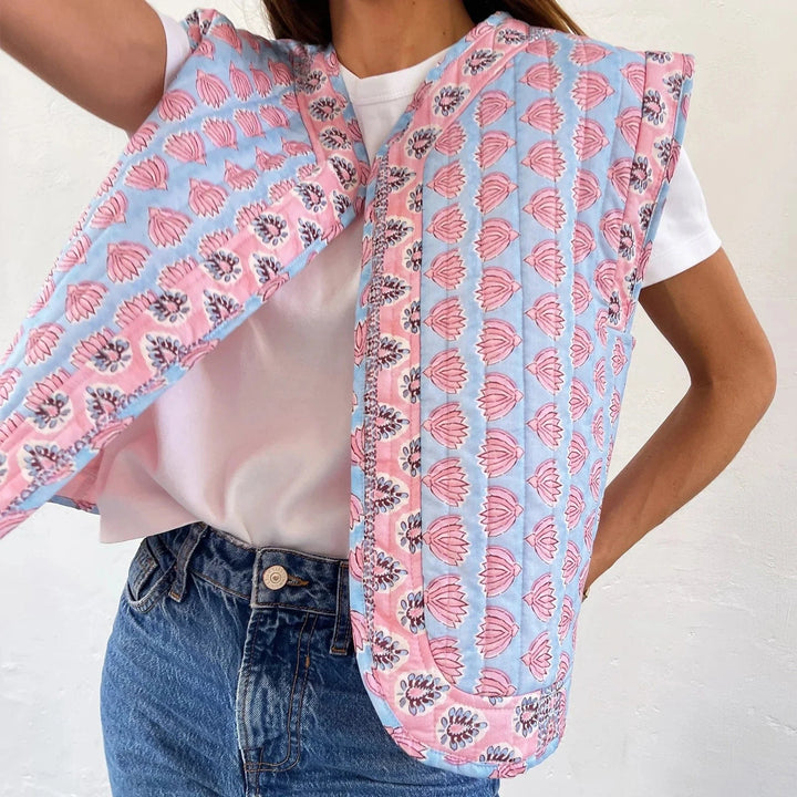 Lunaria Women Vest Kendra Patterned Sleeveless Quilted Vest
