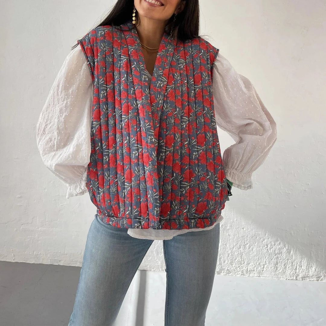 Lunaria Women Vest Kendra Patterned Sleeveless Quilted Vest