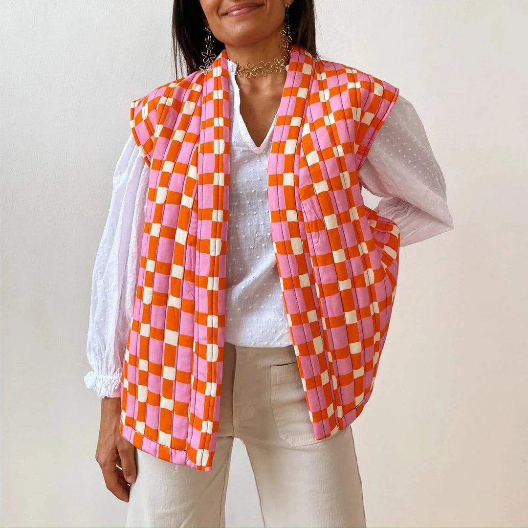 Lunaria Women Vest Kendra Patterned Sleeveless Quilted Vest
