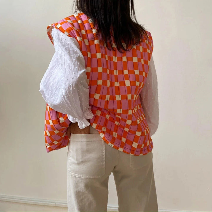 Lunaria Women Vest Kendra Patterned Sleeveless Quilted Vest