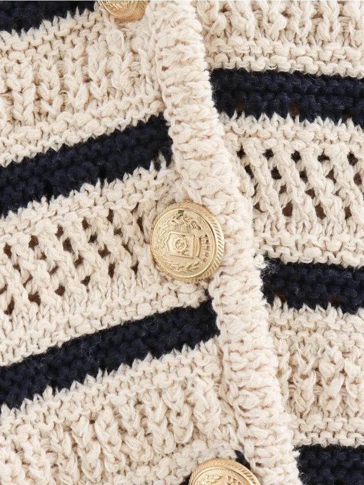 Lunaria Women Vest Lauren Striped Crochet Vest