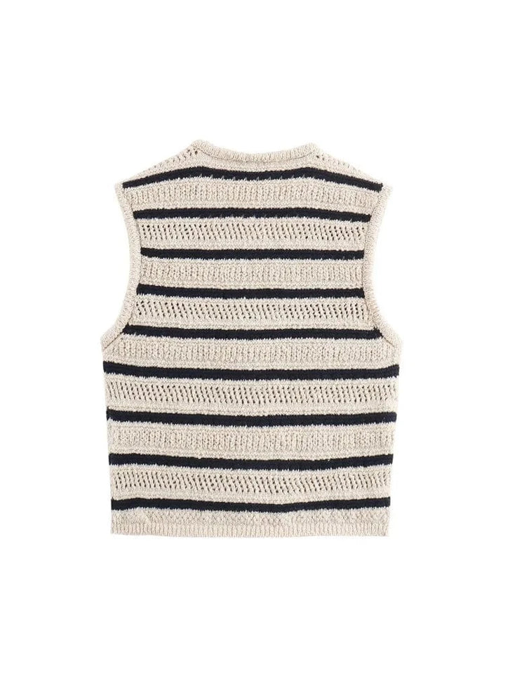 Lunaria Women Vest Lauren Striped Crochet Vest