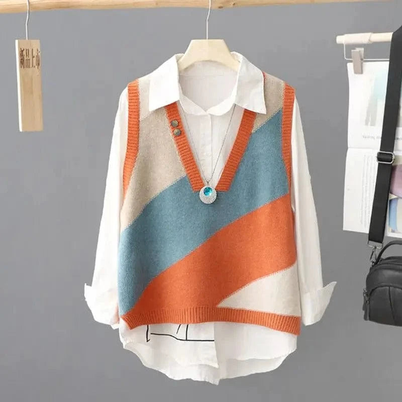 Lunaria Women Vest Orange / One Size Ann Color Block Vest
