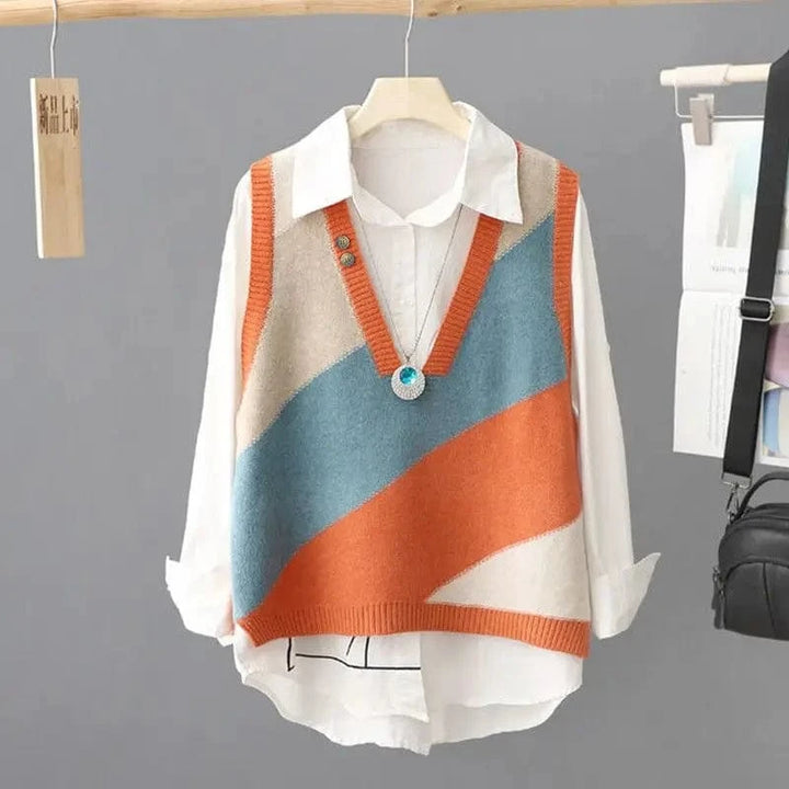 Lunaria Women Vest Orange / One Size Ann Color Block Vest