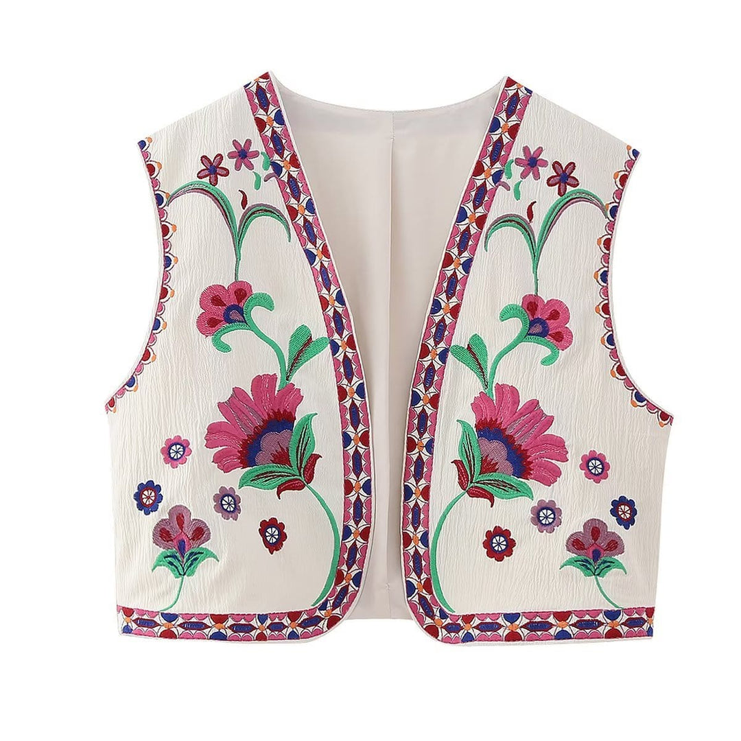 Lunaria Women Vest Pink / XS Carolina Floral Embroidered Vest