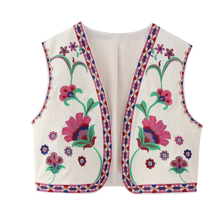 Lunaria Women Vest Pink / XS Carolina Floral Embroidered Vest