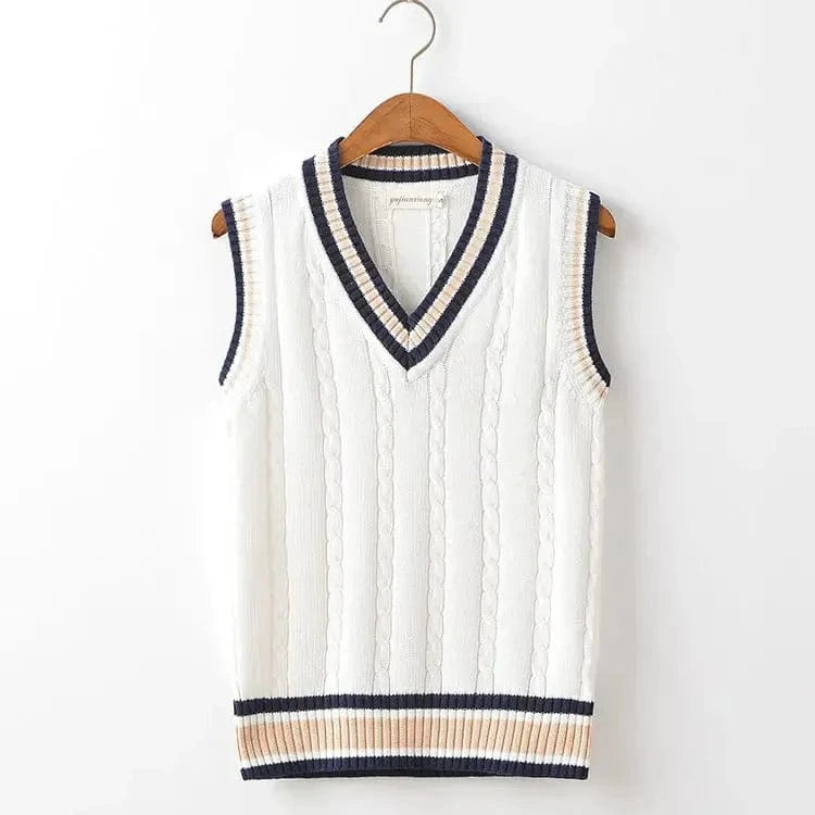 Lunaria Women Vest White / XS Antonella Cable Knit Sleeveless Vest