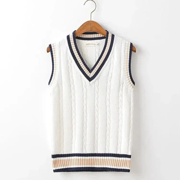 Lunaria Women Vest White / XS Antonella Cable Knit Sleeveless Vest